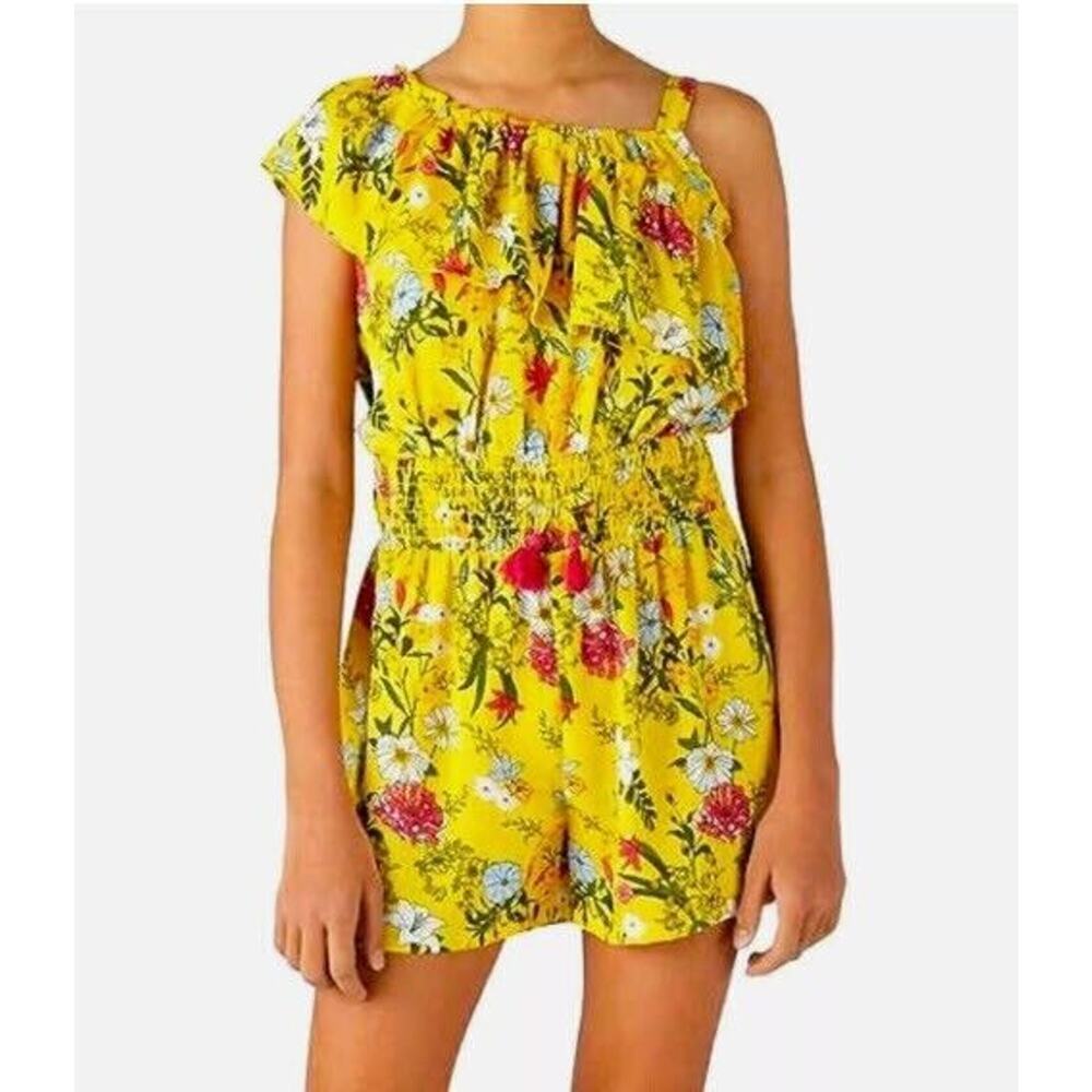 BCBG Girls Romper Jumper with Flowers and Tassels Aspen Gold, S 7/8 summer